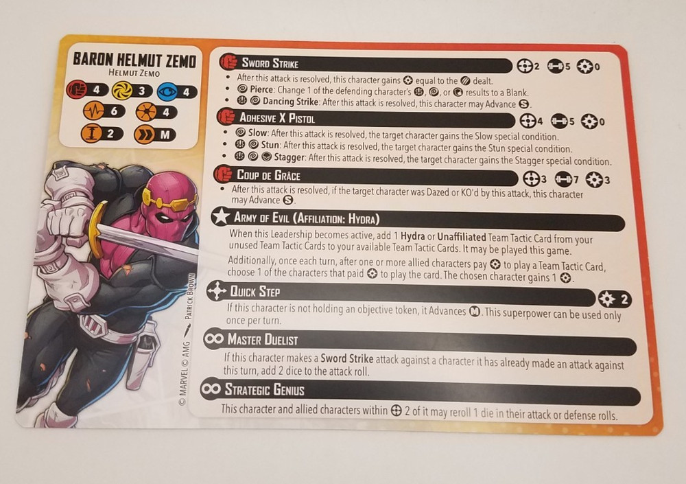 Marvel Crisis Protocol Earths Mightiest Core Set - Baron Zemo & Rules Card