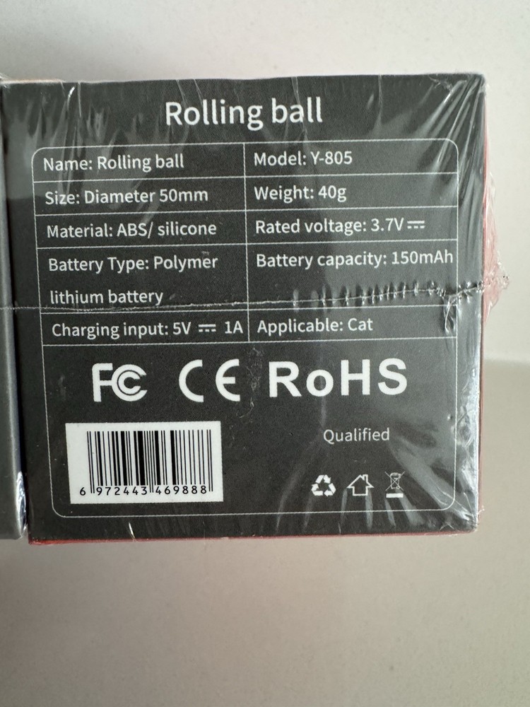 Interactive Cat Ball Toy Automatic Rolling with 2 Speed Settings 90 Min Runtine