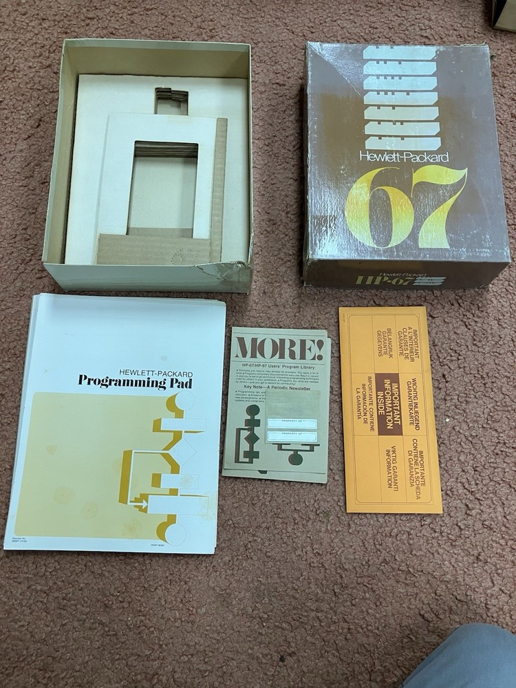 HP-67 CALCULATOR PROGRAMMING PAD AND ORIGINAL BOX - ONLY