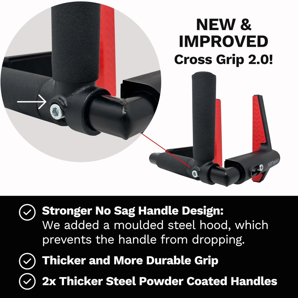 CrossGrips Compact Pull Up Bar - Pull Up Bar Door Frame for Work from Home Fi...