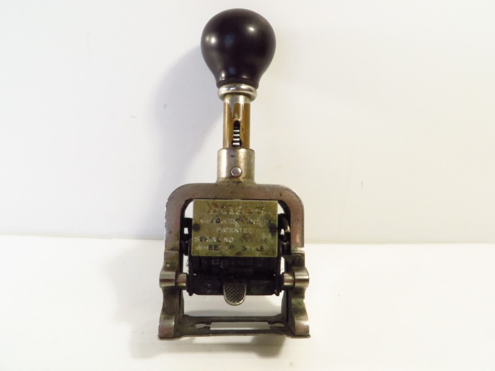 Vintage Bates Numbering Machine 5 Wheels Style E, As Is