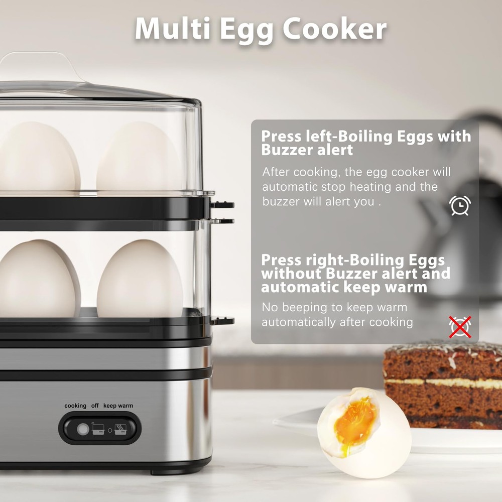 Evoloop Rapid Egg Cooker Electric 12 Eggs Capacity, Soft, Medium, Hard Boiled...