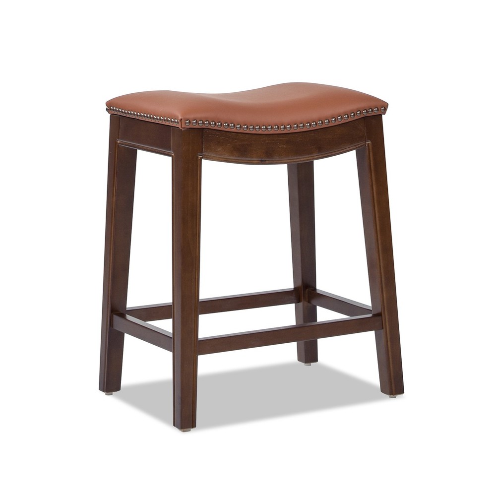 Barlow 24.5" Top Grain Leather Backless Saddle Counter Stool