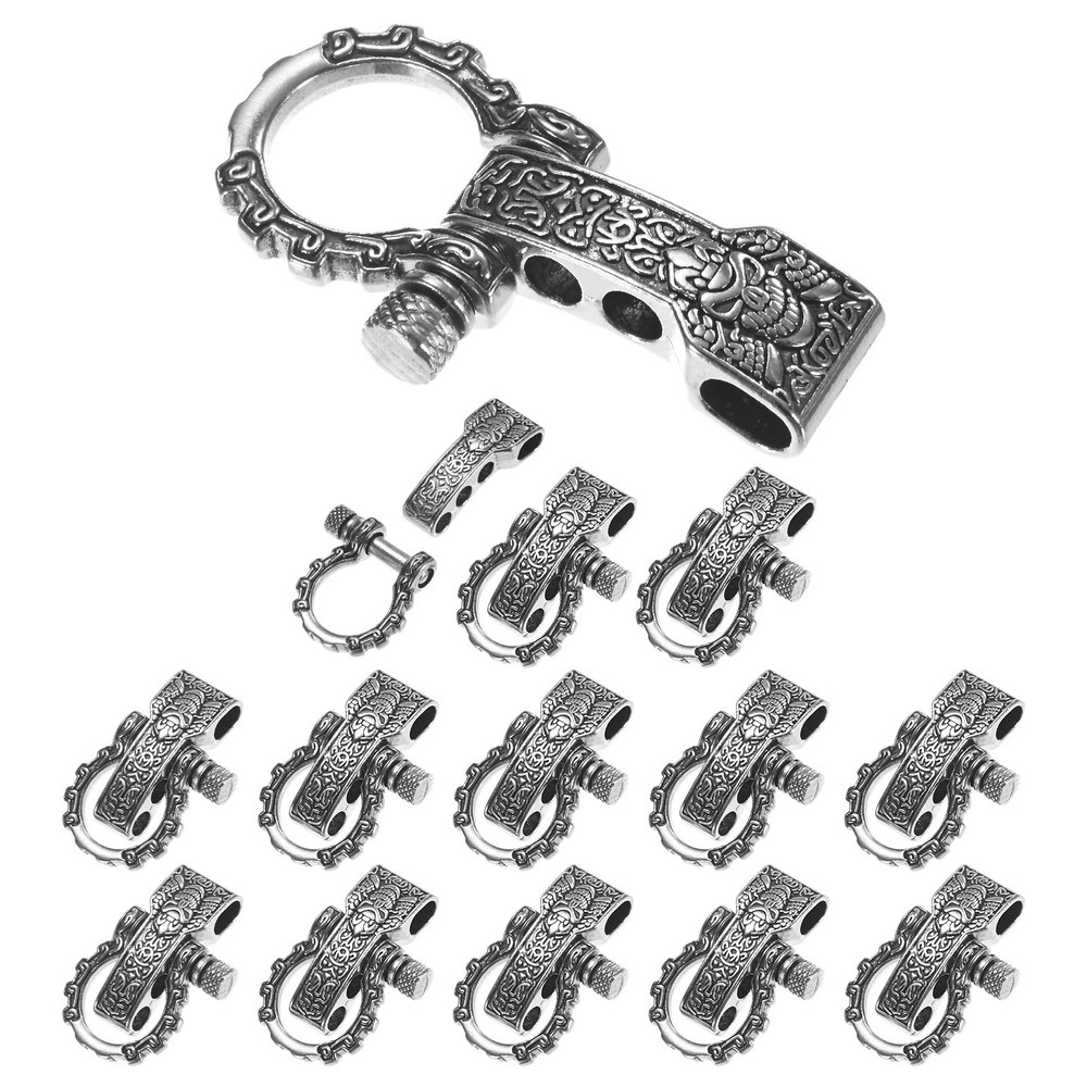 14-Pack Paracord Bracelet Shackle Buckle Pattern Type [Silver, Round Head]
