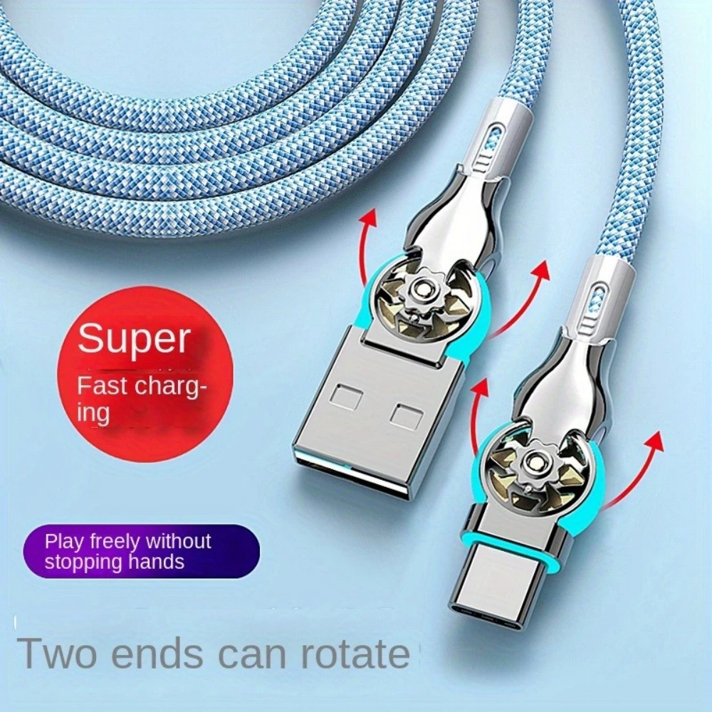 Flexible Rotating Fast Charging Cord Type‑C Universal Android Charging Cable