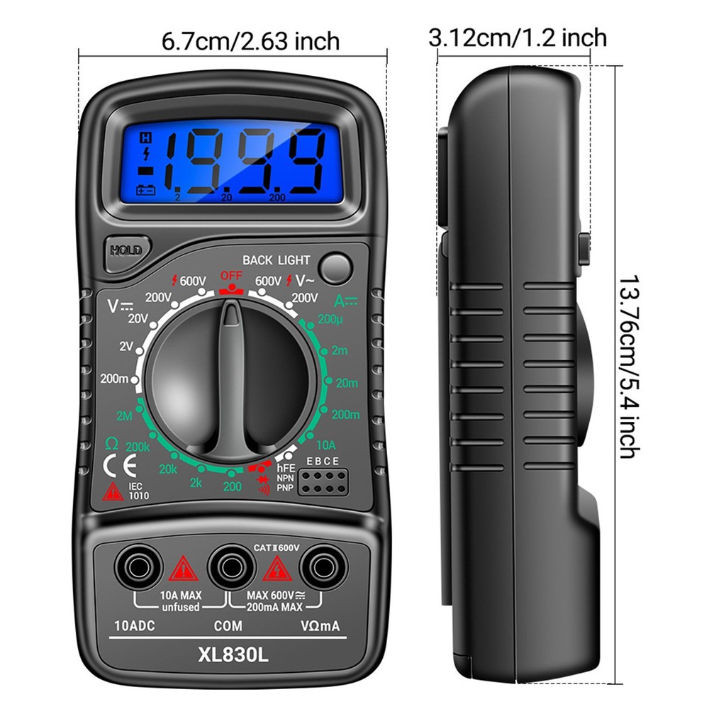 1Pc LCD Digital Multimeter Voltmeter Ammeter Ohmmeter Volt AC DC Diode Tester