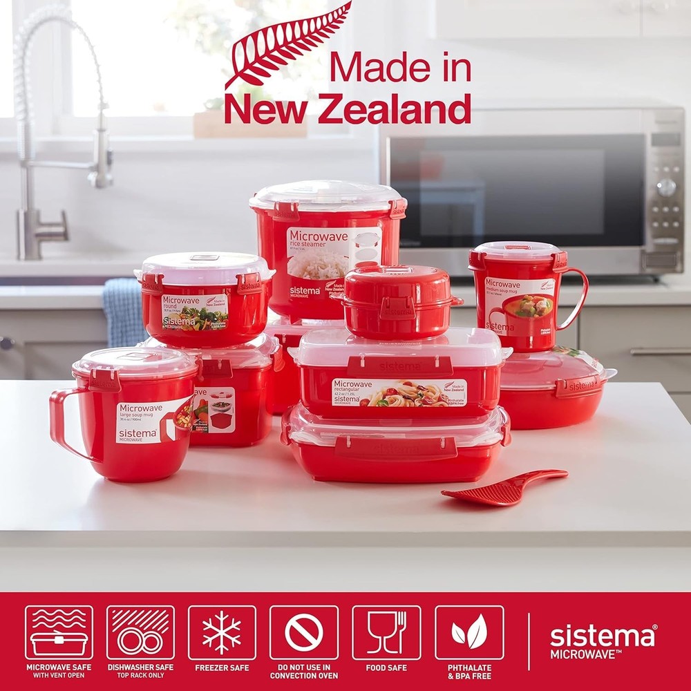 Versatile 31.7 oz Microwave Cookware - Red Noodle Bowl with Lid & Handle