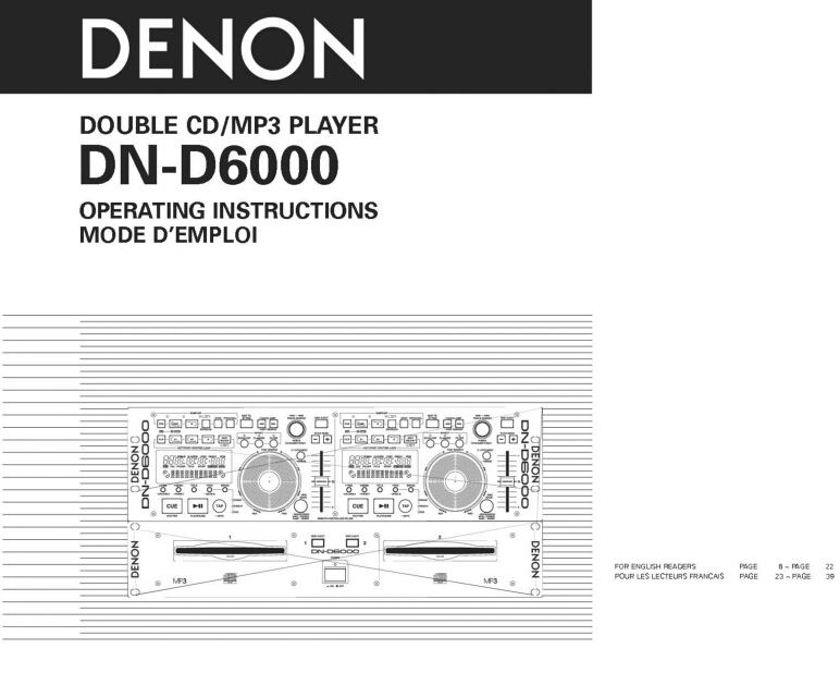Denon DN-D6000 CD Player Owners Instruction Manual