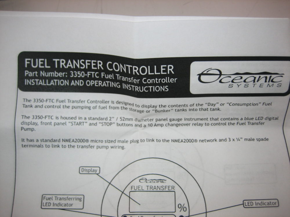 Offshore Dynamics/Oceanic Systems 3350-FTC NMEA 2000 Fuel Transfer Controller