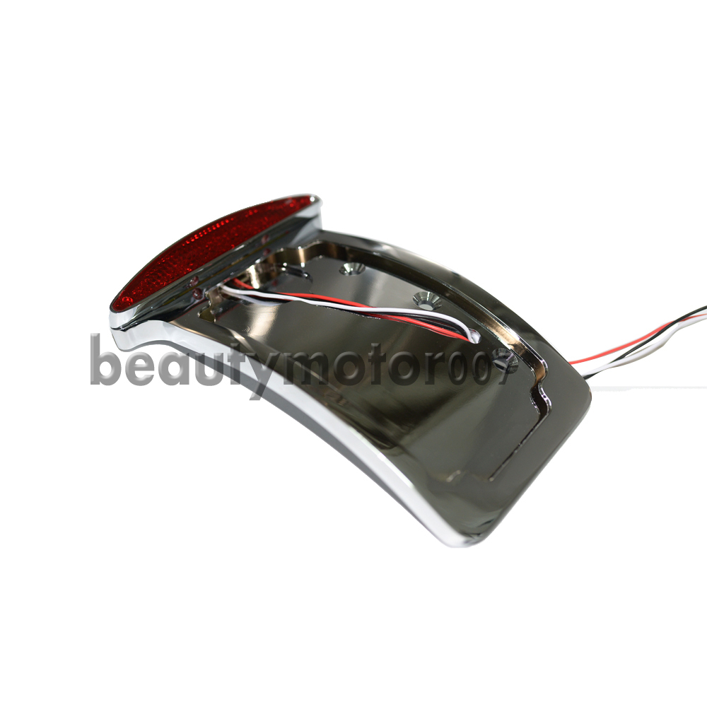 Motorcycle Curved Side Axle Mount License Plate Assembly LED Tail Light Bracket