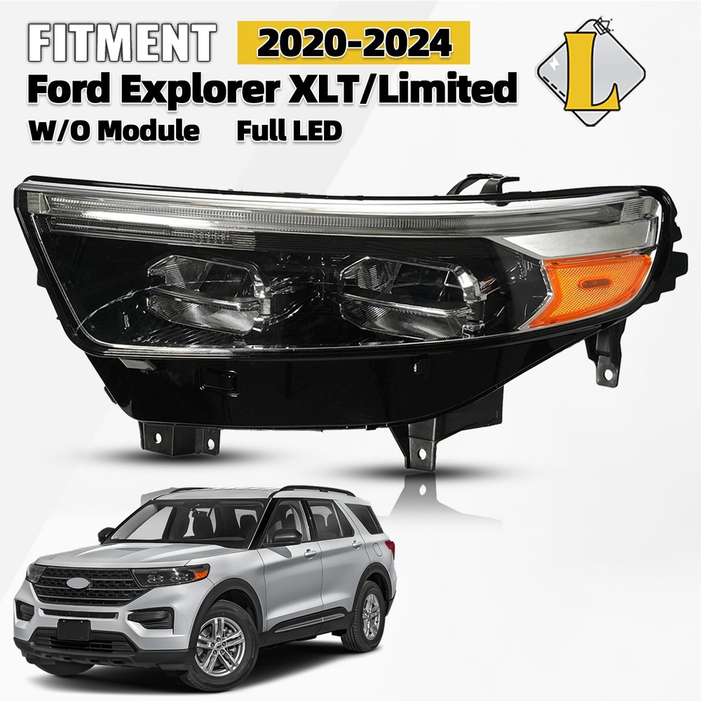 Full LED Headlight w/LED DRL For 2020-2024 Ford Explorer Driver Left Side Chrome