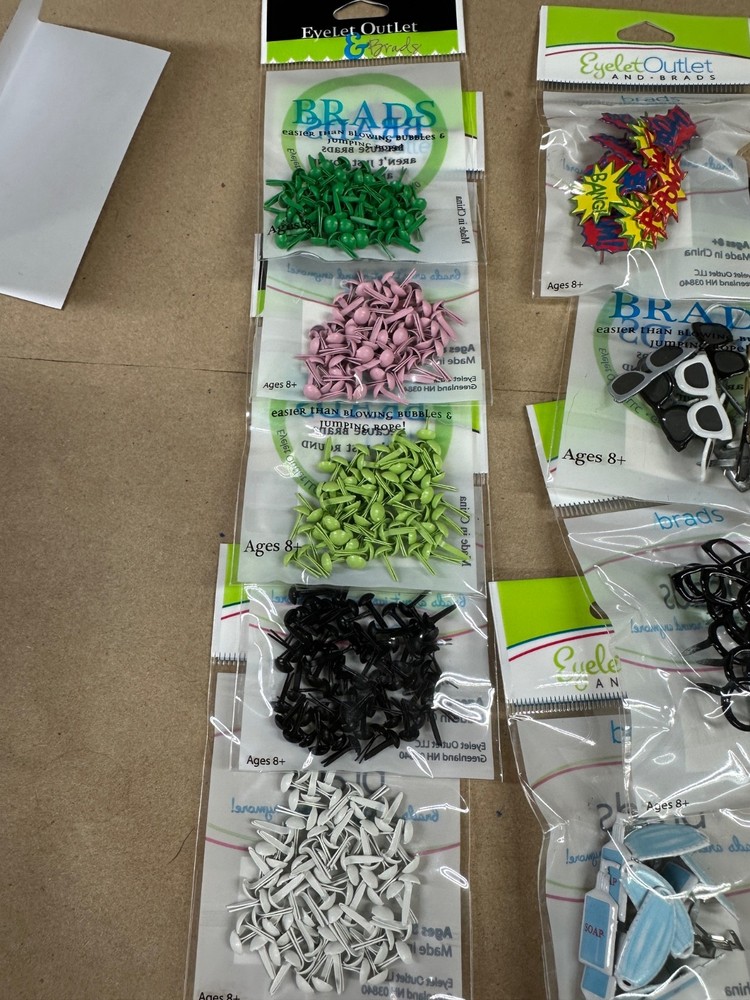 16 Eyelet Outlet decorative & solid brad packages bundle lot