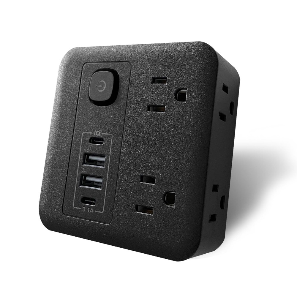 Multi Plug Outlet Extender with USB - Surge Protector Splitter 4 USB Wall Cha...