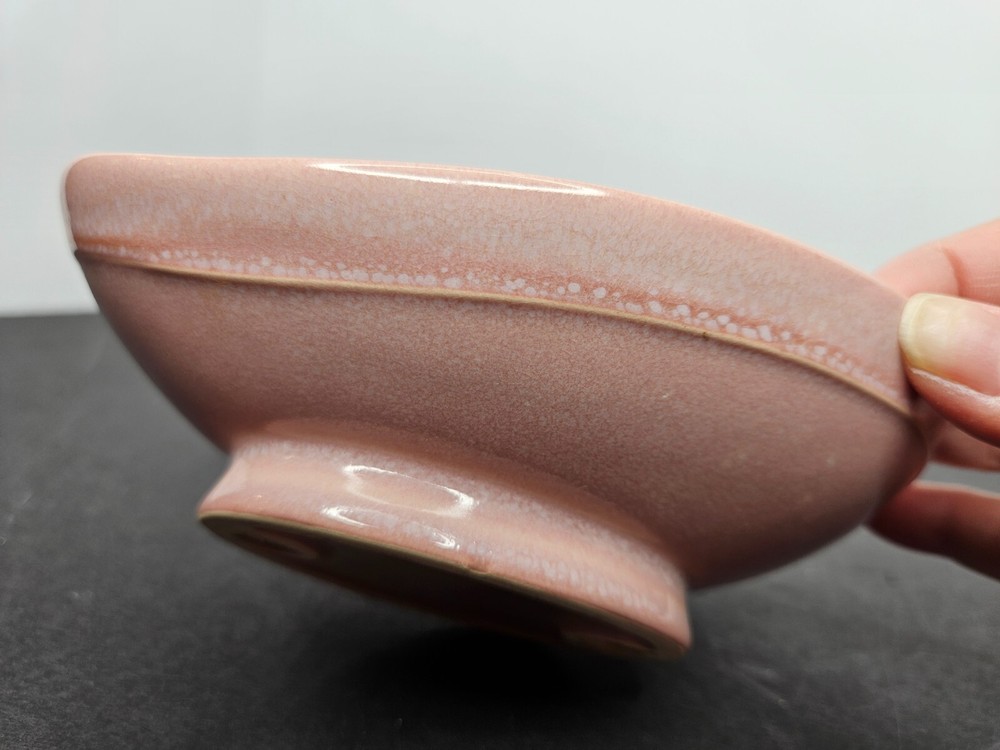 Pink Ceramic Soap Dish - Curvy Oval Modern with Floral