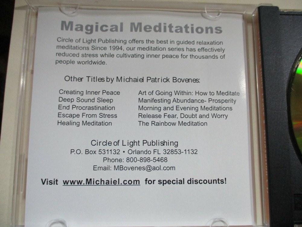 Creating Inner Peace: Guided Meditation by Michaiel Patrick Bovenes CD 1994
