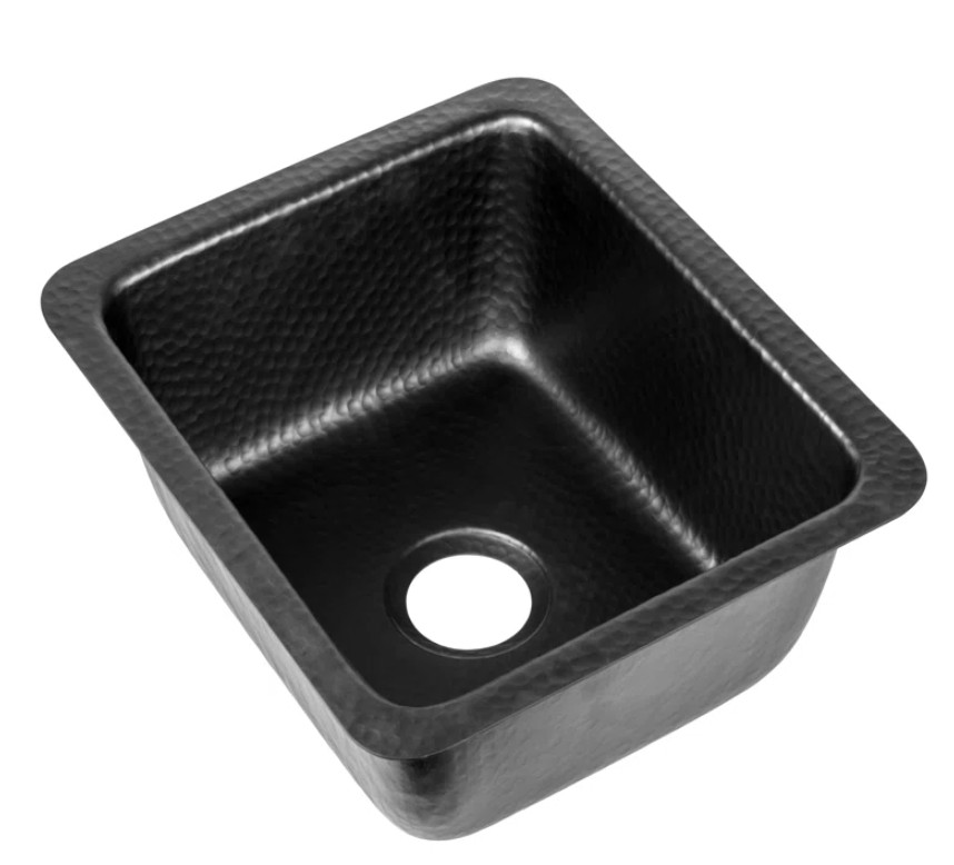 Monarch Abode 17 Inch Hand Hammered Black Drop In/ Under Mount Kitchen Sink