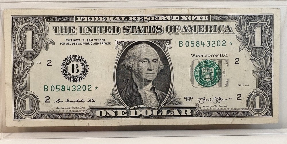 $1 2013 B Duplicate FW Star Note B05843202