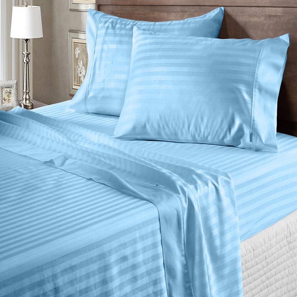Branded Sheets Collection 1000TC Egyptian Cotton Select Size Sky Blue Stripes