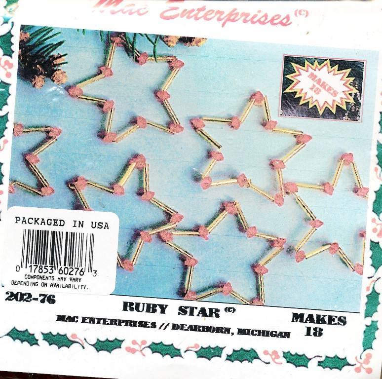 NIP!!VTG!! MERRI MAC BEAD KIT RUBY STAR ORNAMENTS MAKES 18