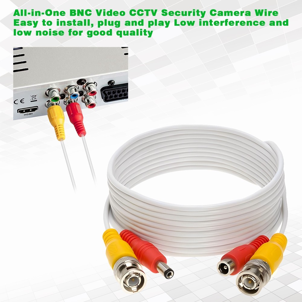 4x60/100ft CCTV Security Camera Extension Cable BNC Video Power Cable DVR System