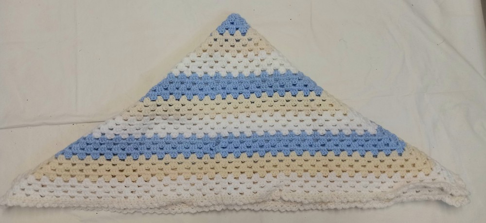 Hand Crocheted Multicoloured Grany Square Throw Blanket. Size M .
