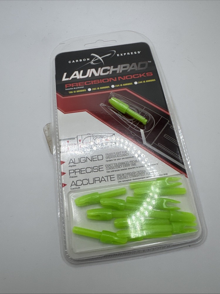 Archery Carbon Express .166 Launchpad Precision Nock 12-Pack - Clear/Green