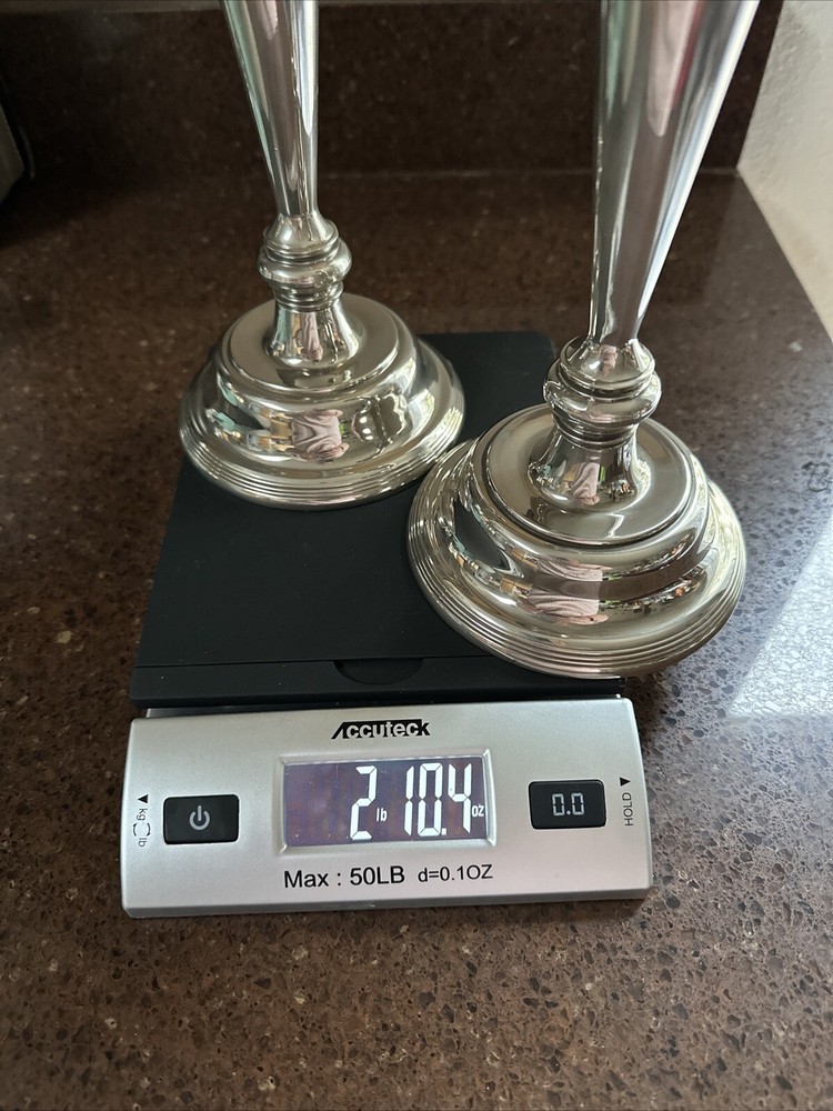 Vintage Candlestick Holder Pair Silver Plated