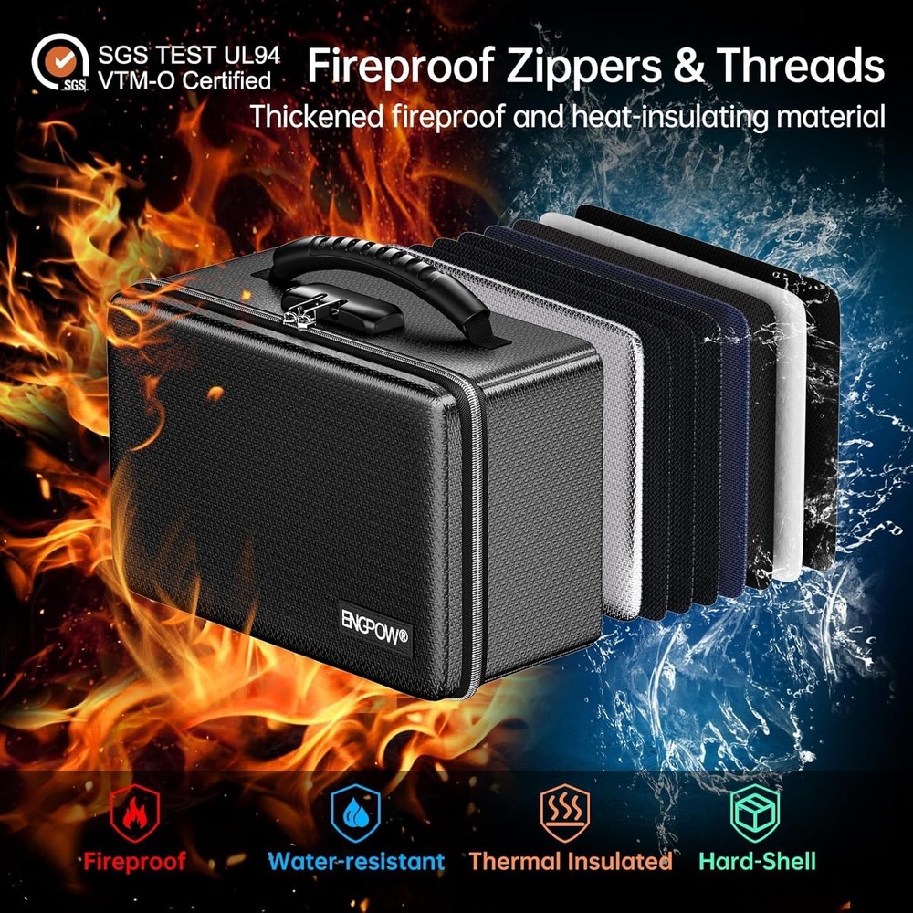 Advanced Fireproof Box for Documents & Valuables - Water-Resistant & Lightweight