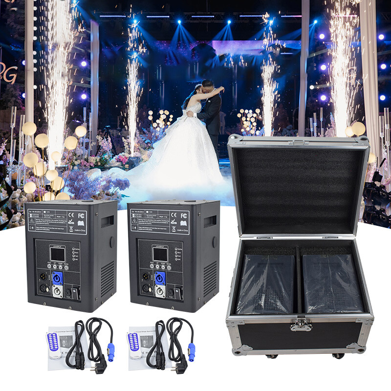 2Pcs 750W Cold Spark Firework Machine 6.6-9.8ft DJ Special Effect with CASE
