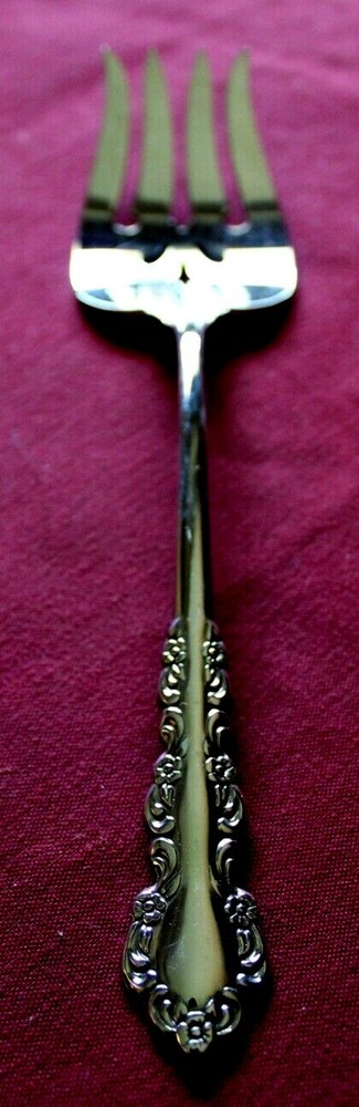 Oneida Cube Stainless SHELLEY Cold Meat Serving Fork 8 1/2" Vintage Flatware