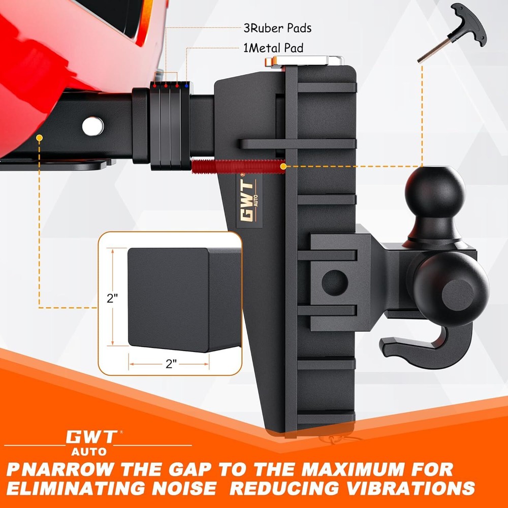 Trailer Hitch Fits 2 Inch Receiver 8 Inch Adjustable Drop Hitch 18500LBS Solid