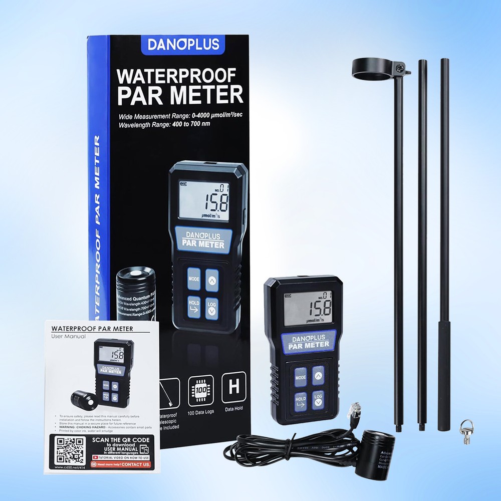 PAR Meter Waterproof IP68 Quantum Sensor PPFD Meter Data Logger for Reef Tank