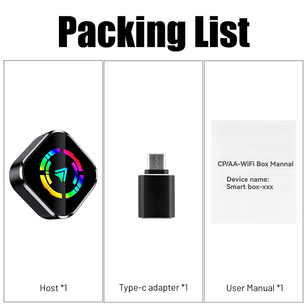 2in1 Wired to Wireless CarPlay Adapter Android Auto Adapter Wi-Fi Plug & Play #