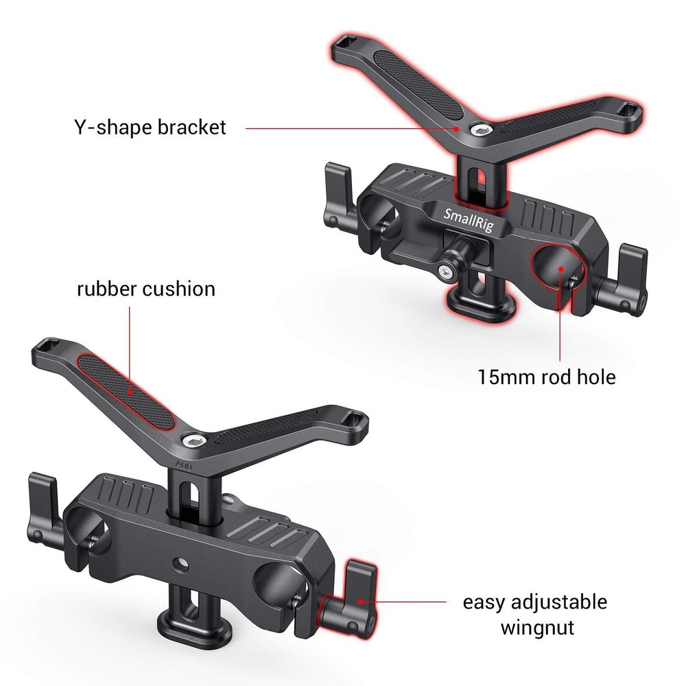 15mm Long Lens Support Bracket Height Adjustable for DSLR Rig