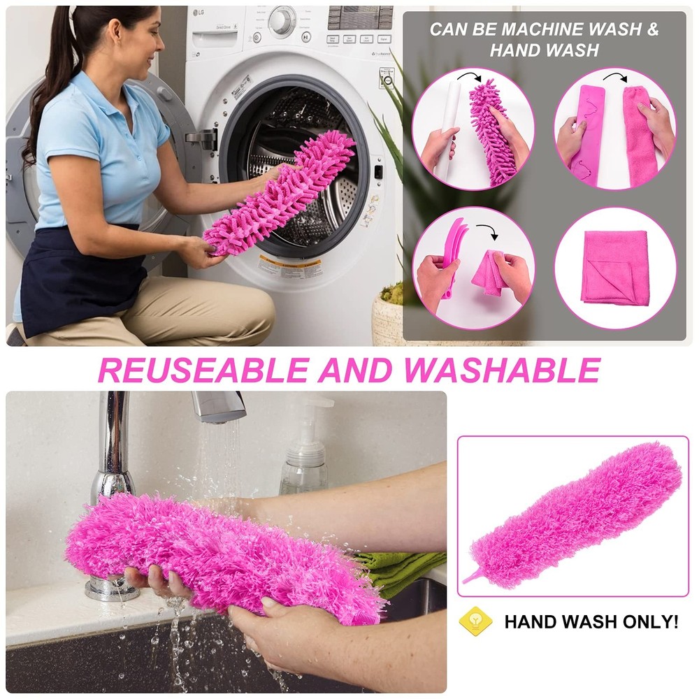 15PCS Microfiber Duster with100-inch Extension Pole & 12 PCS Microfiber Duste...