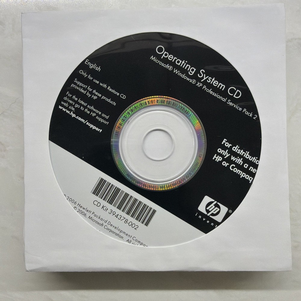 HP Operating System CD Windows XP Pro SP2 System Restore Discs