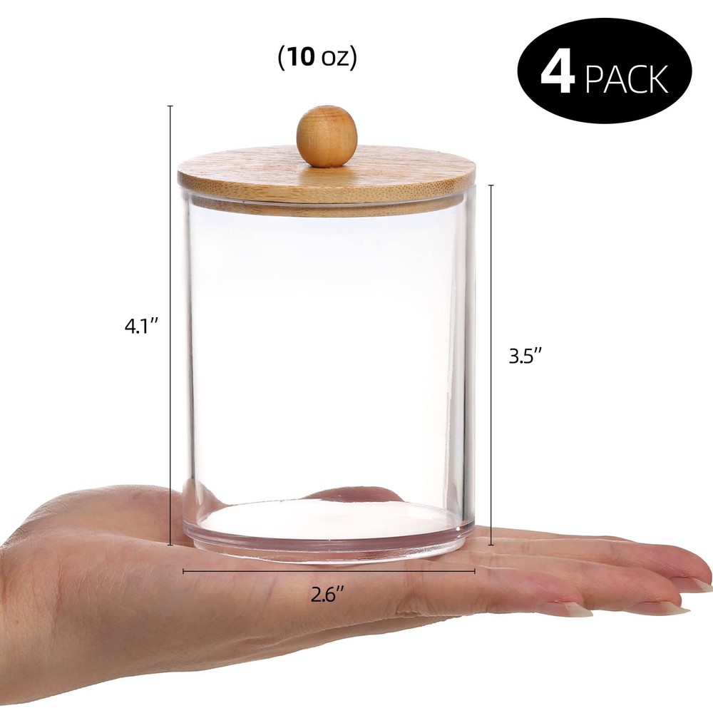 Tbestmax 4 Pack Qtip Holder, 10-Ounce Bathroom Organizer Accessories Storage ...
