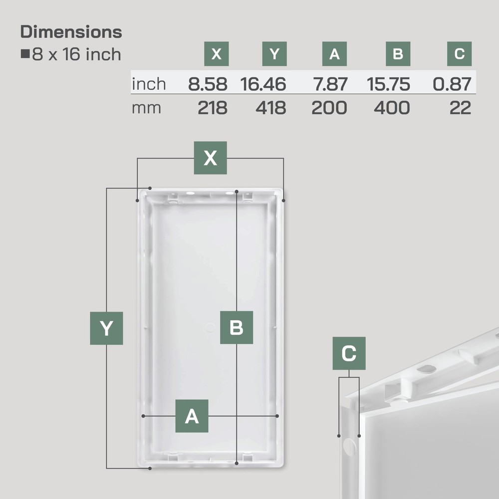 White ABS Plastic Access Panel 8 x 16 Inch (Cut-Out) - Access Panel with Door...