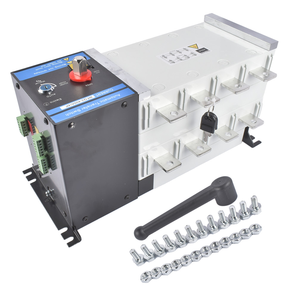 Industrial Automatic Transfer Switch 4P 400A 110V or 220V Plastic Copper Steel