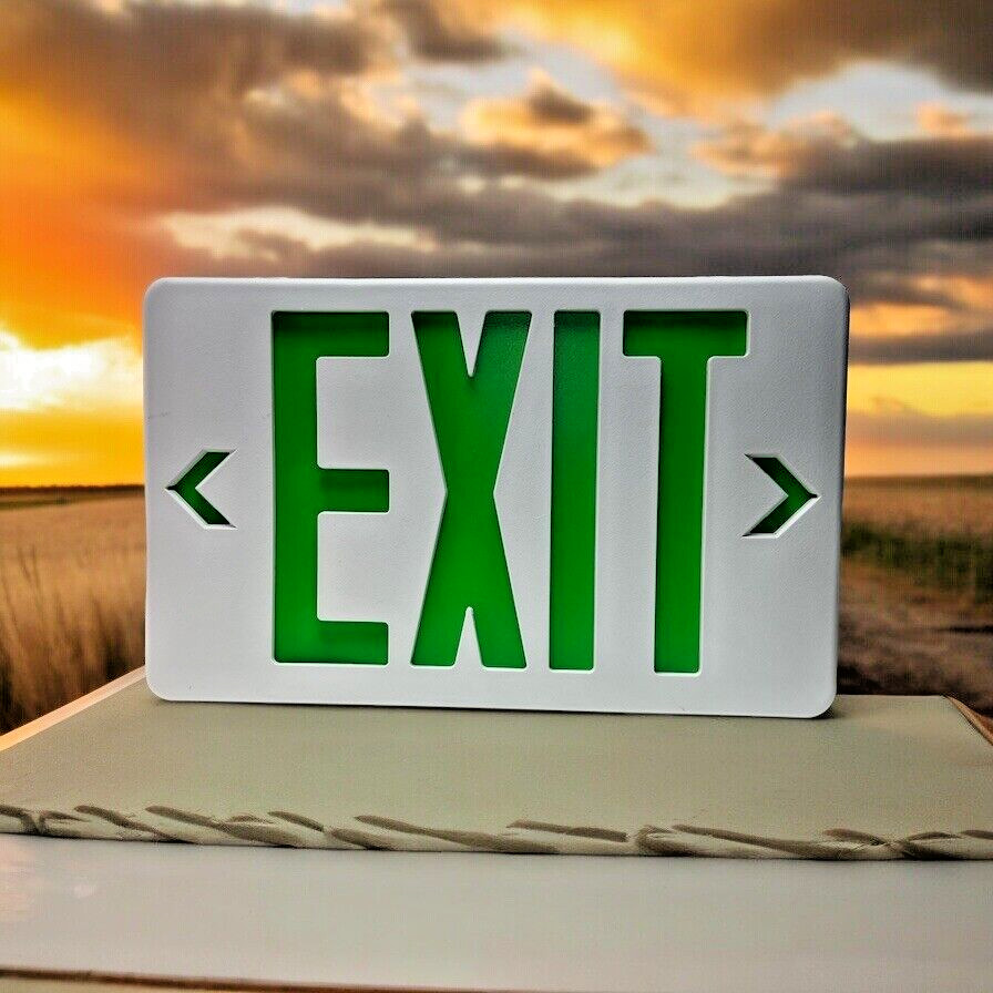 2 Pack Green LED Exit Sign Emergency Light Battery Backup UL924
