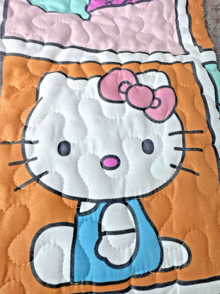 Hello Kitty Quilted Blanket Twin Size 60x80", Reversible Roller Skat, Multicolor