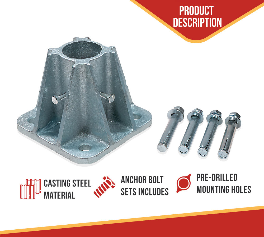 4"X4" Steel Safety Railing Single Mounting Socket for Construction Sites