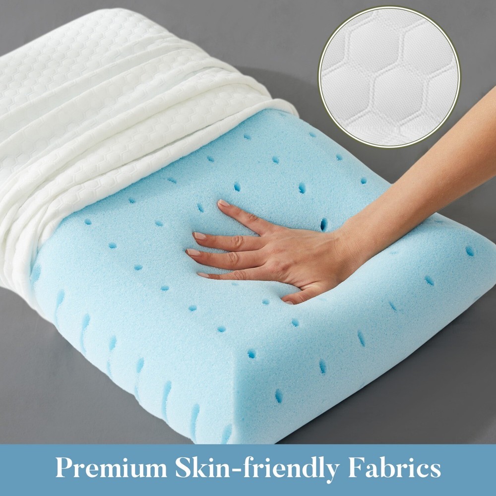 Memory Foam Neck Pillow with Pillowcase, Cooling Body Pillow for Side Sleeper