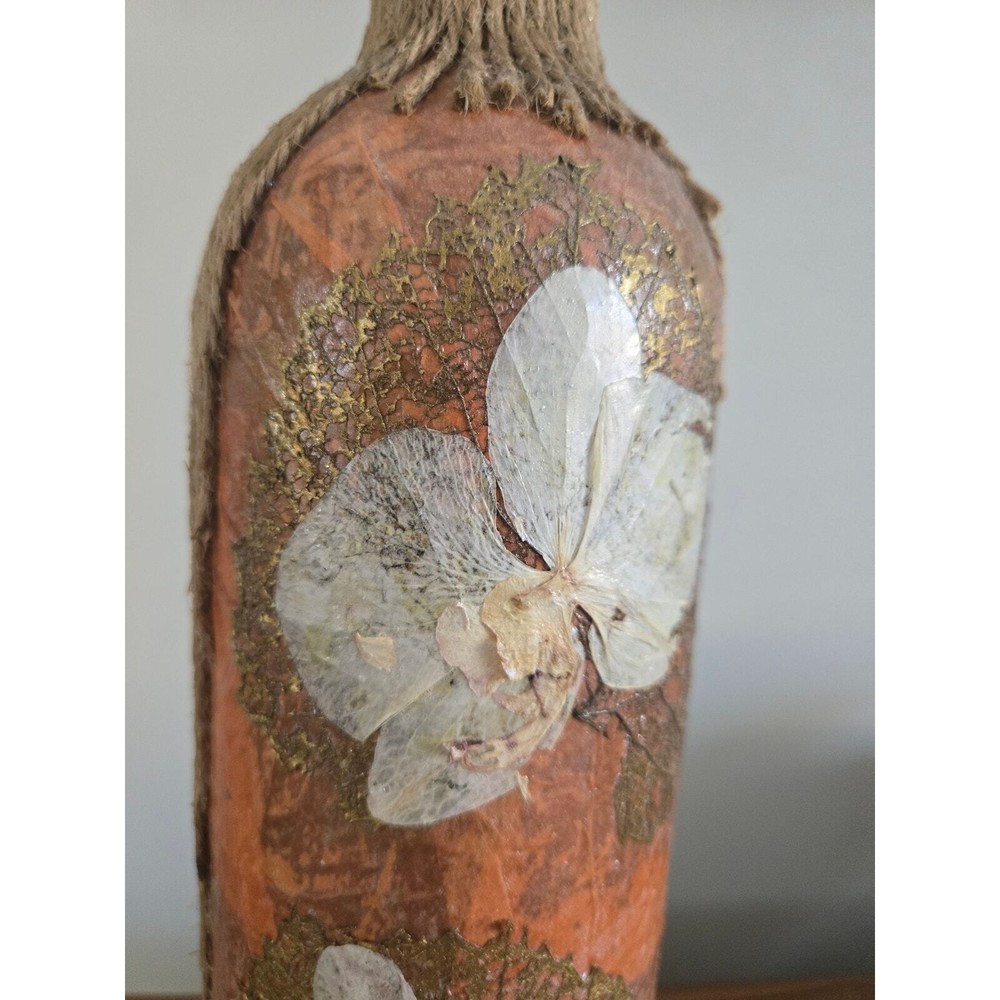 Handmade Papier Mache Applique Collage Decorative Bottle