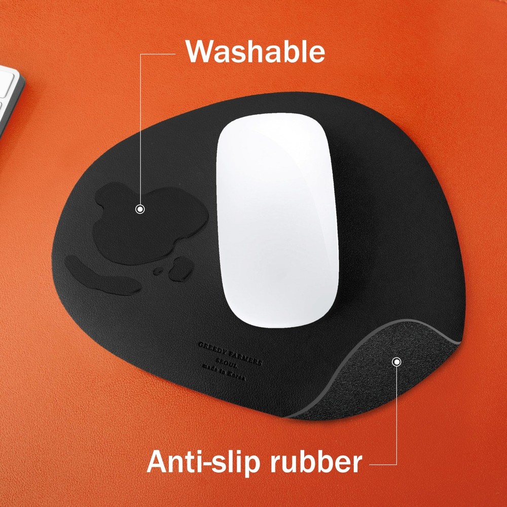 Mouse pad, Non-Slip Washable Waterproof Computer Mouse pad (Black) Black