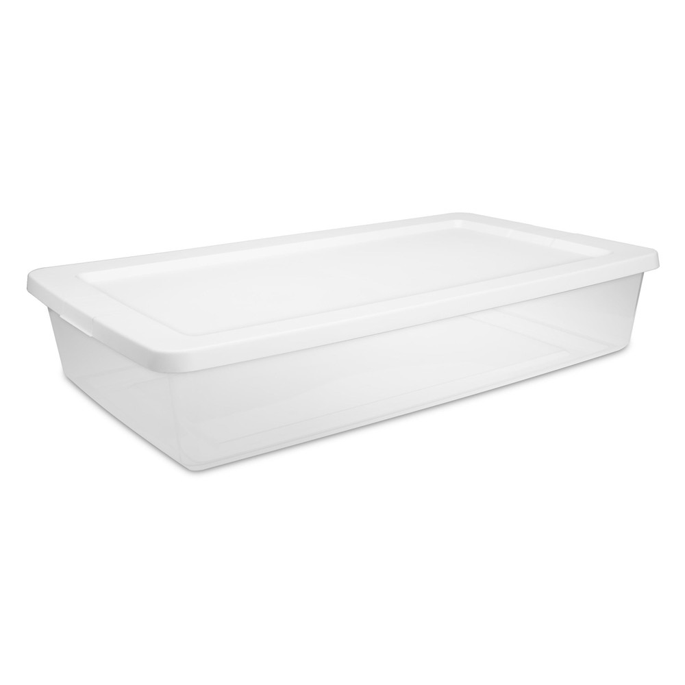 41 Quart Clear Plastic Storage Container with Snap-On Lid, White
