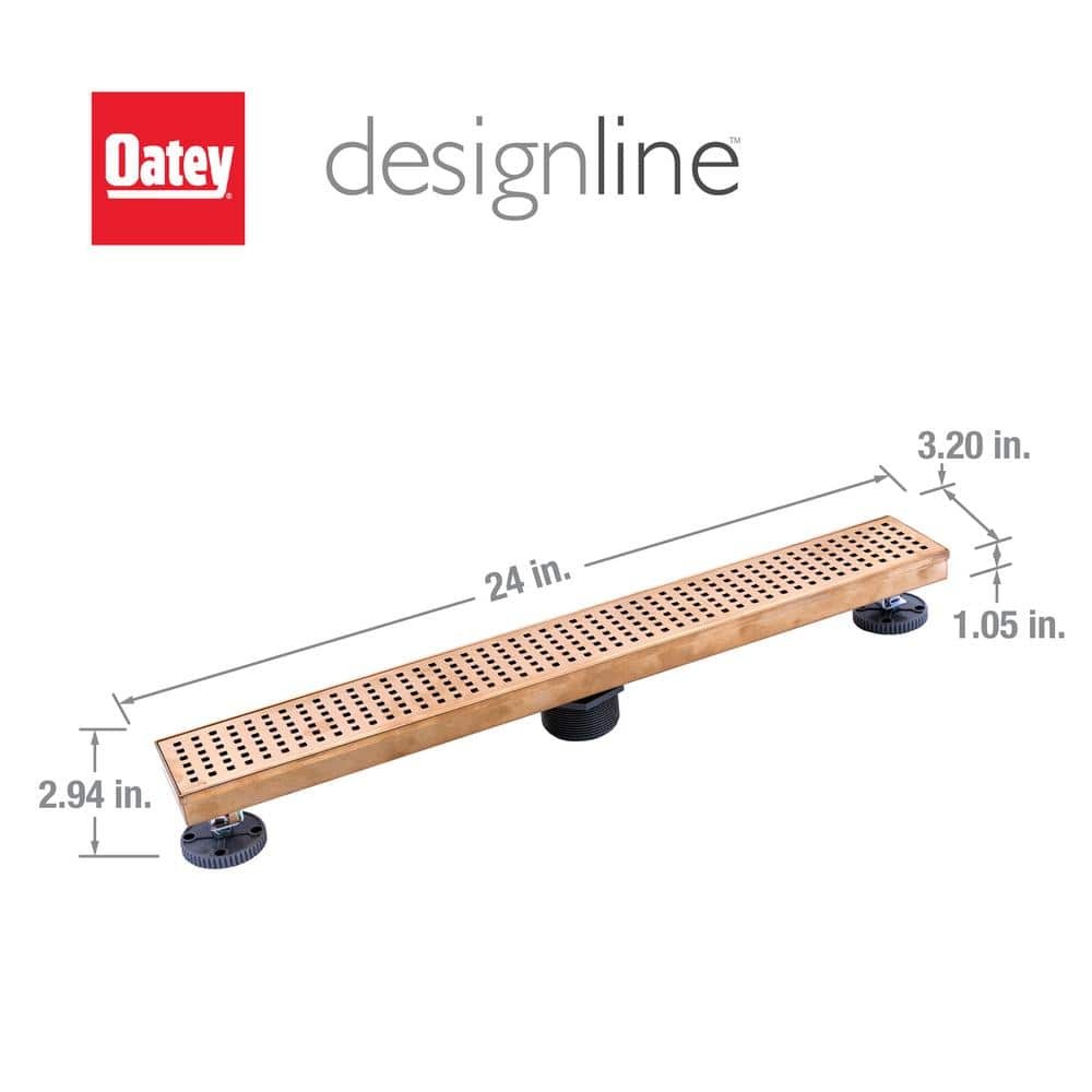 Oatey Designline 24 in. Stainless Steel Linear Shower Drain with Square Pattern