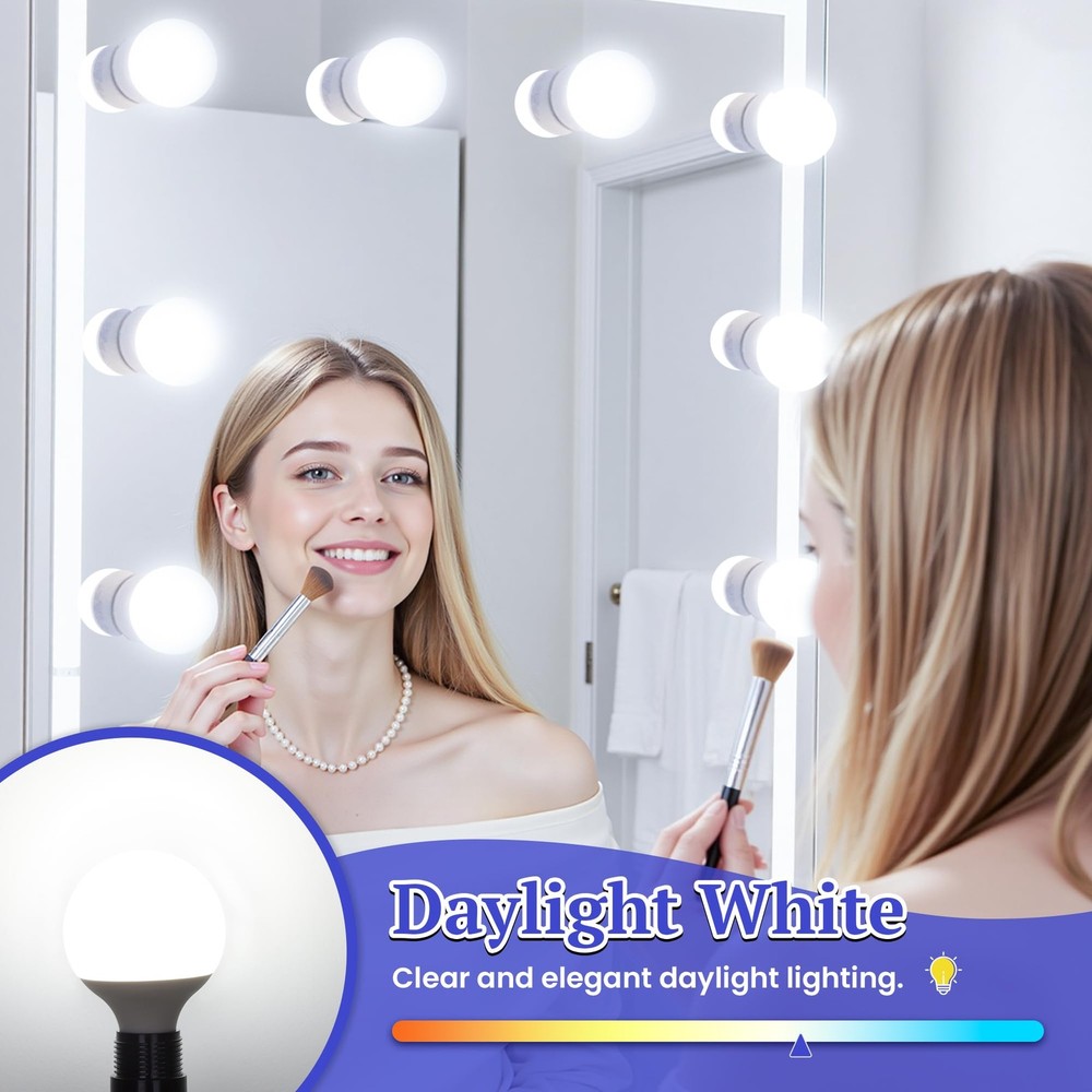 G25 LED Globe Light Bulbs 60W Equivalent, Daylight White 5000K Bathroom Vanit...