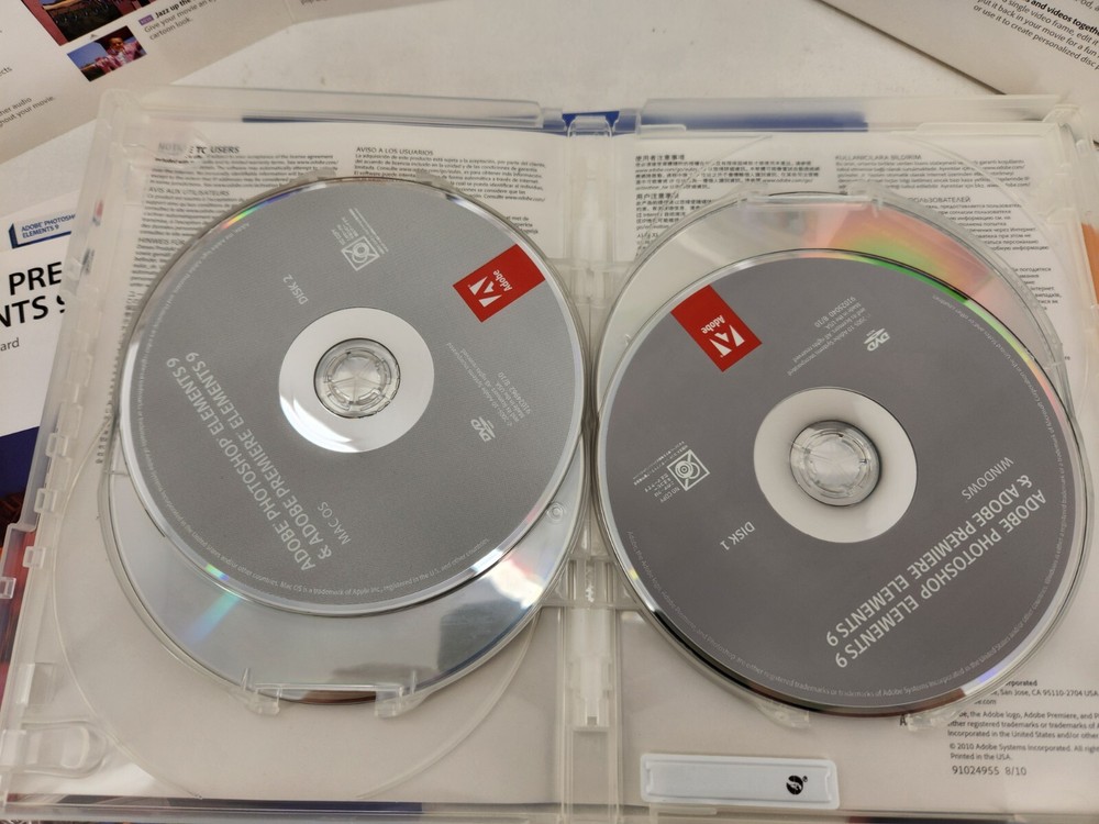 Adobe Photoshop Elements 9 & Adobe Premiere Elements 9 Complete In Box + Serial#