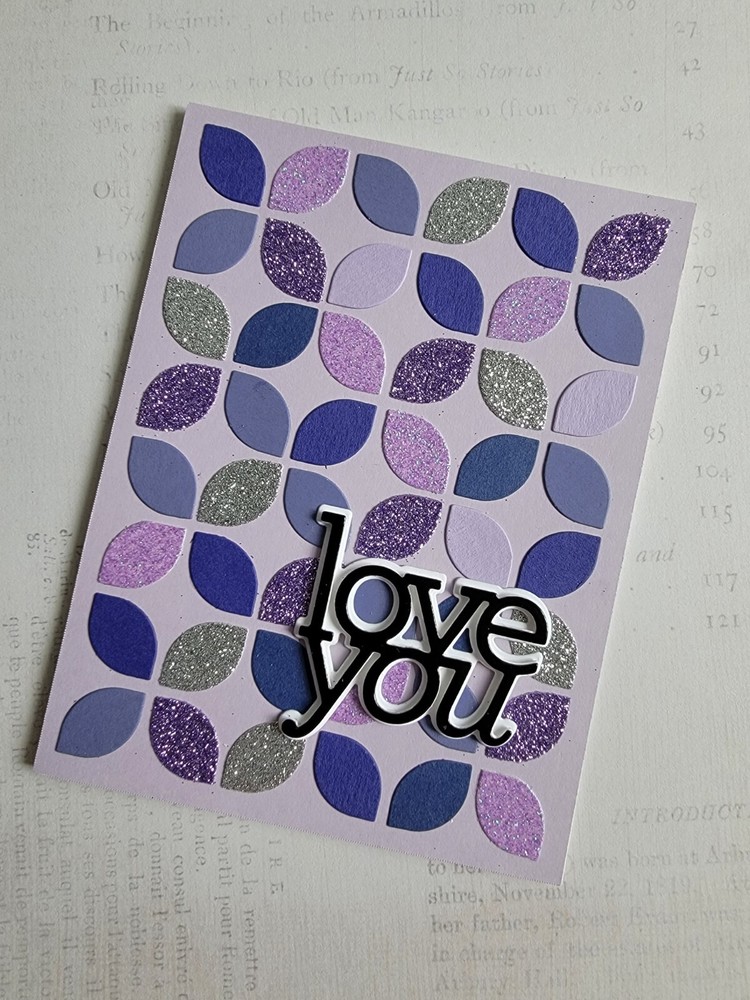 Love You - Handmade Purple Leaf Pattern Card, by BPW